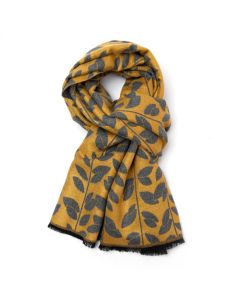 B016 Red Cuckoo Terry Mini Leaves Scarf