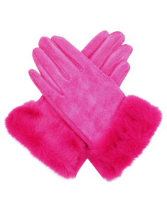 C017 Red Cuckoo Faux Fur Plain Gloves