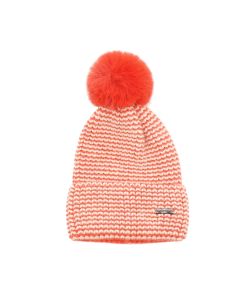 D011 Red Cuckoo Two Tone Pompom Hat