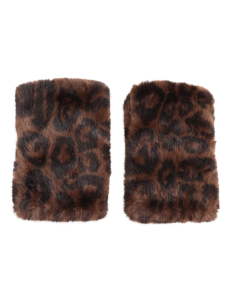 G045 Faux Fur Fingerless Leopard Mittens