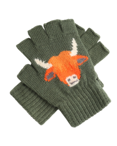 G052 Fingerless Highland Cow Gloves