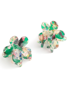 HH0290 Flower Hair Claws Green Pair