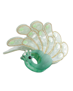 HH0835 Peacock Hair Claw Clip Green