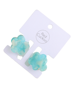 HH0880 Little Flower Hair Claw Clips Twin Pack Blue