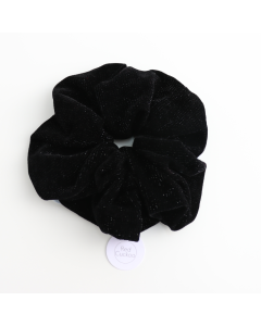 HH0891 Oversized Glitter Velvet Scrunchie Black