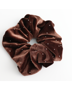 HH0911 Oversized Sparkle Velvet Scrunchie Brown