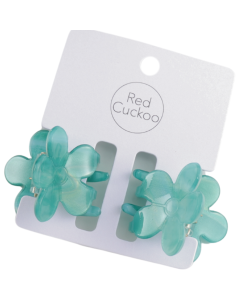 HH0925 Flower Hair Claws Turquoise Pair