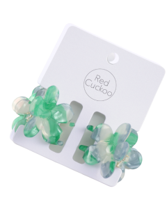 HH0936 Flower Hair Claws Green Blue Pair