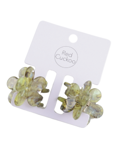 HH0938 Flower Hair Claws Green Multi Pair