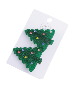 HH0943 Xmas Tree Hair Clips Tiwn Pack