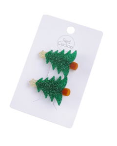 HH0946 Xmas Tree Hair Clips Twin Pack