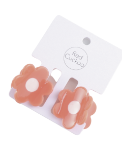 HH0949 Little Flower Hair Claw Clips Twin Pack Peach