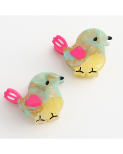 HH0975 Mini Hair Claws Pair Bird Aqua