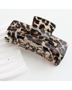 HH0981 Rectangle Hair Claw  Beige Leopard