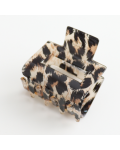 HH0984 Square Hair Claw Beige Leopard