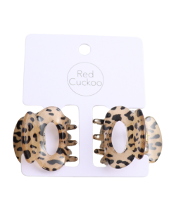 HH0986 Hair Claws Twin Pack Cream Leopard